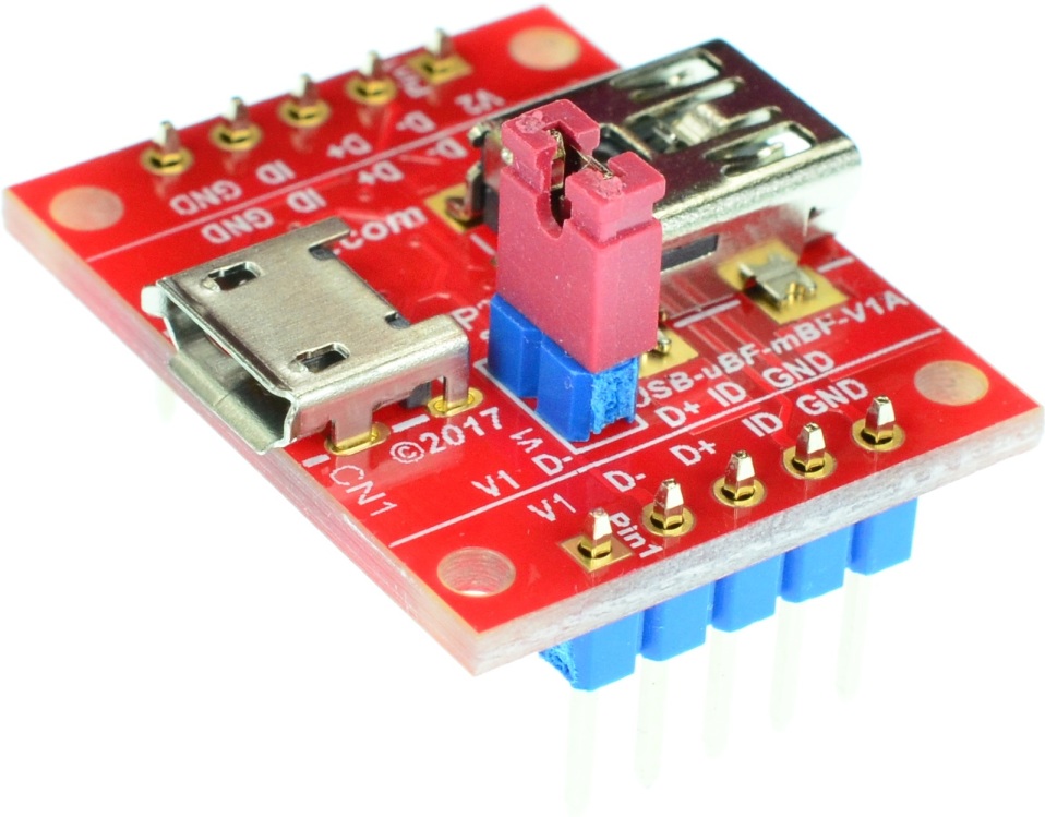 micro USB2.0 Type B Female to mini USB2.0 Type B Female pass-through adapter breakout